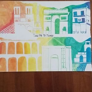 Watercolor France sightseeing painting